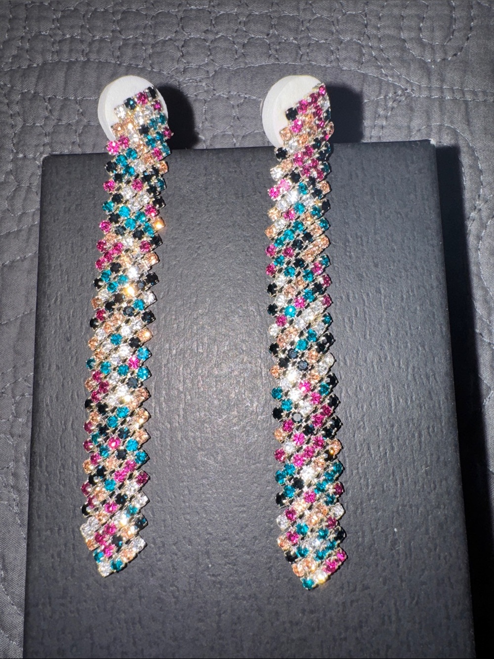 Long Multicolor Crystal Drop Earrings - Women's Jewelry
